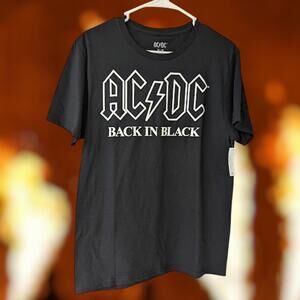 New M AC/DC Back In Black Black Cotton Band Tee metal classic rock grunge nwt